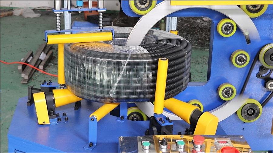 hose coil wrapping machine